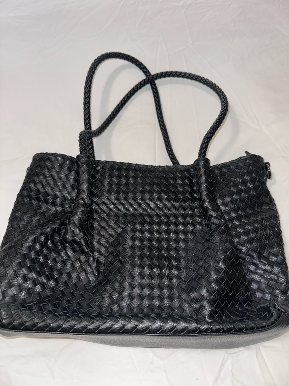 Never used with extra strap.Black Woven Tote Bag - Classic Women's Shoulder Bag